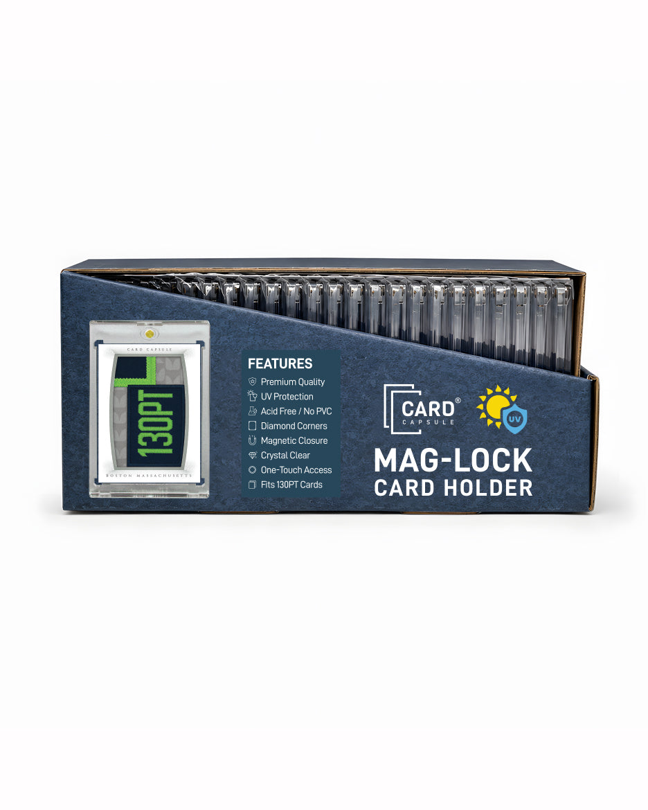 130pt Mag-Lock Card Holder box from the front right, with the feature list visible