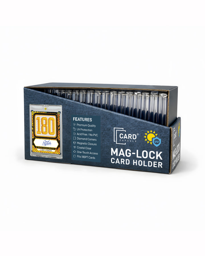 Open 180pt Mag-Lock Card Holder box viewed from above, showing the full row of holders