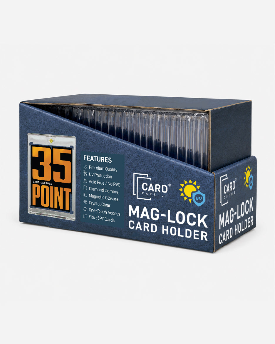 35pt Mag-Lock Card Holder box angled right, showing the side panel and open top