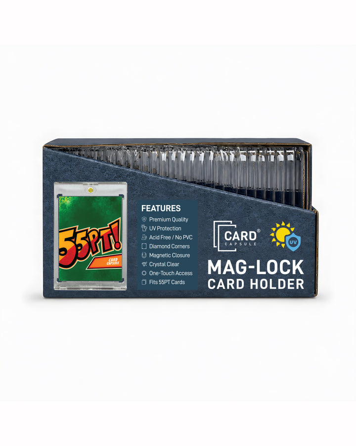 55pt Mag-Lock Card Holder box from the front right, with the feature list visible