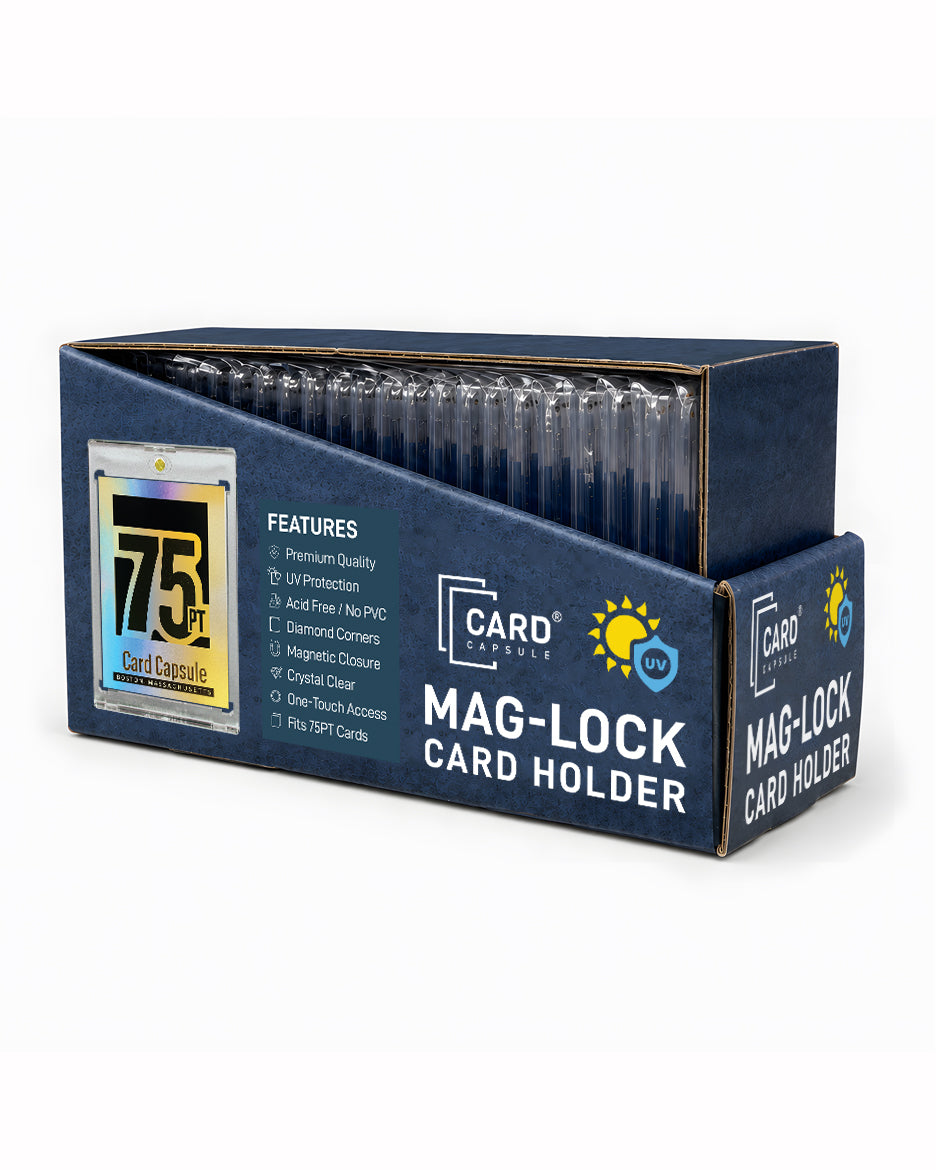 75pt Mag-Lock Card Holder box angled right, showing the side panel and open top