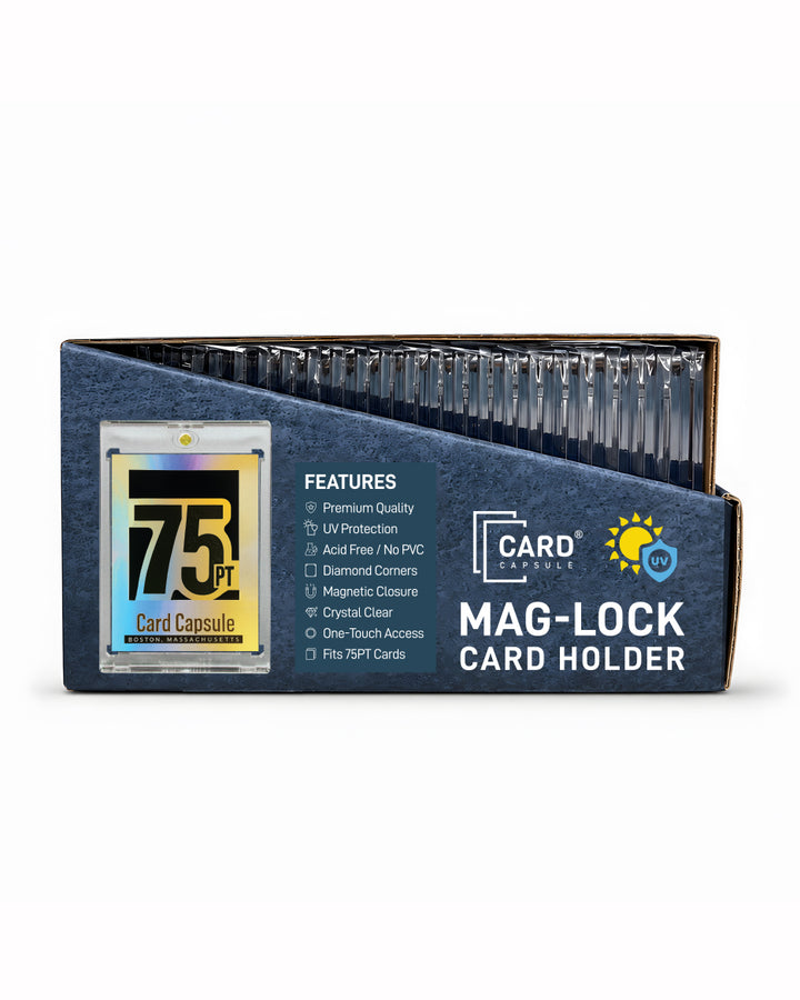 75pt Mag-Lock Card Holder box from the front right, with the feature list visible