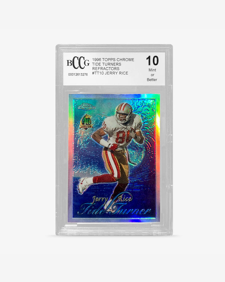 BCCG-graded refractor football card sealed inside a clear Card Capsule sleeve