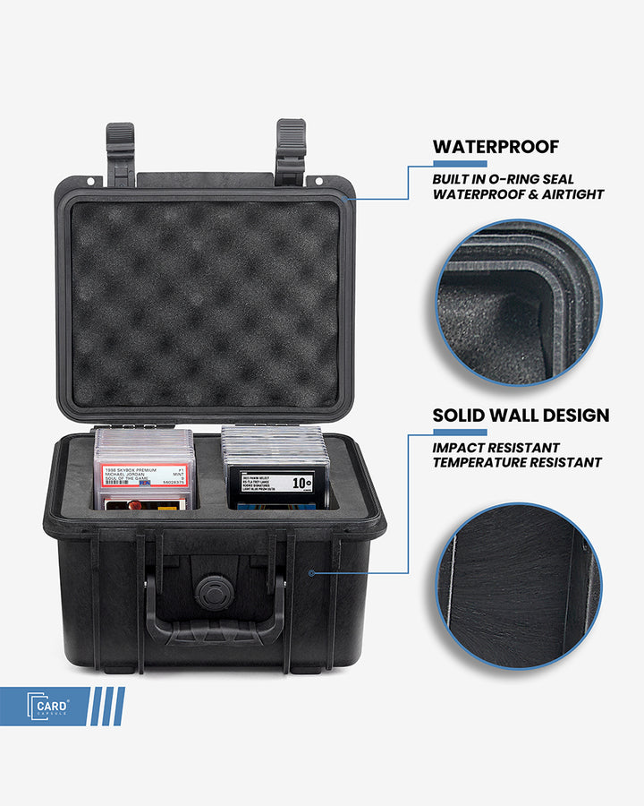 Card Capsule Lite features graphic showing the built-in O-ring seal and impact-resistant solid wall construction