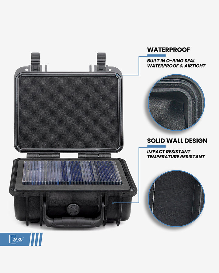 Card Capsule Silo features graphic showing the built-in O-ring seal and impact-resistant solid wall construction