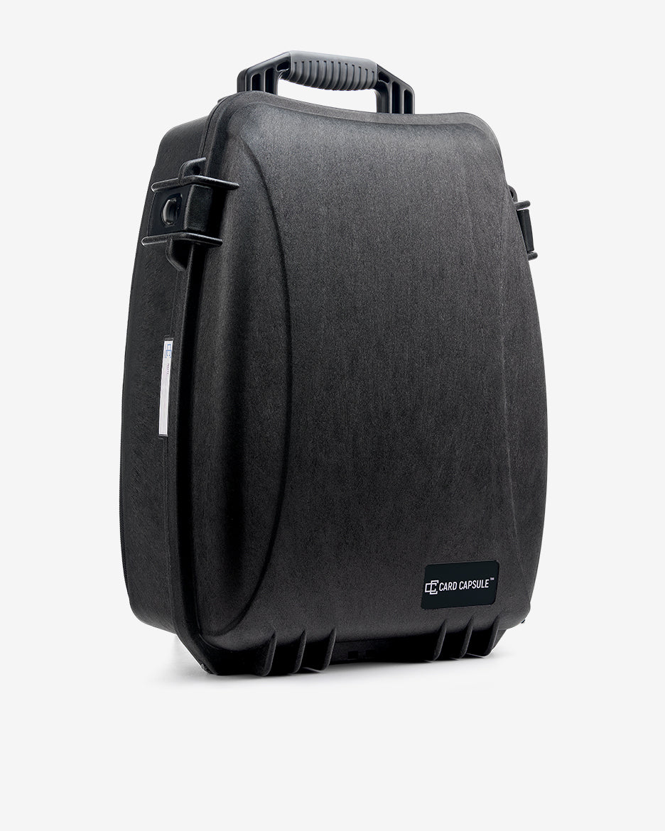 Side profile of the Card Capsule Slabpack, showing its depth and molded shell contour