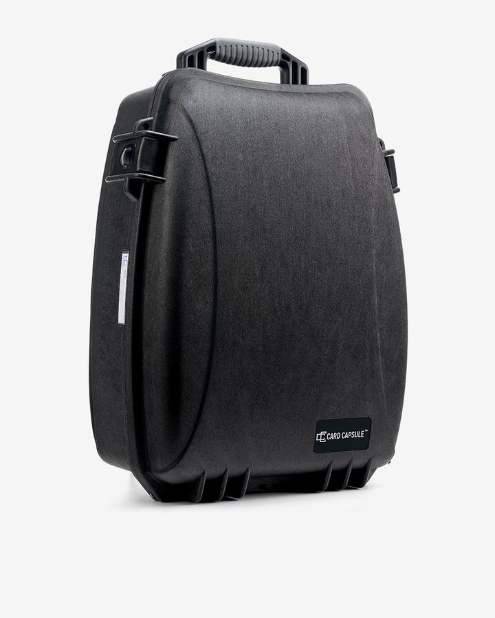 Side profile of the Card Capsule Slabpack, showing its depth and molded shell contour