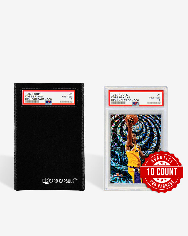 Card Capsule PSA graded card bag holding a slab, shown with a 10-count quantity badge