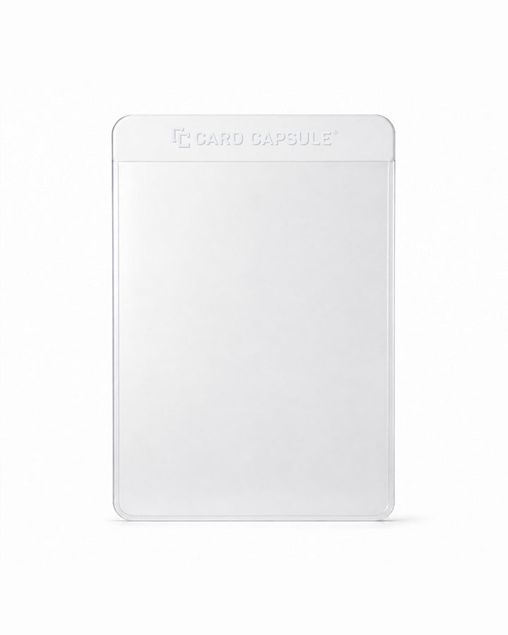 Single clear Card Capsule semi-rigid card holder with the easy access lip at the top