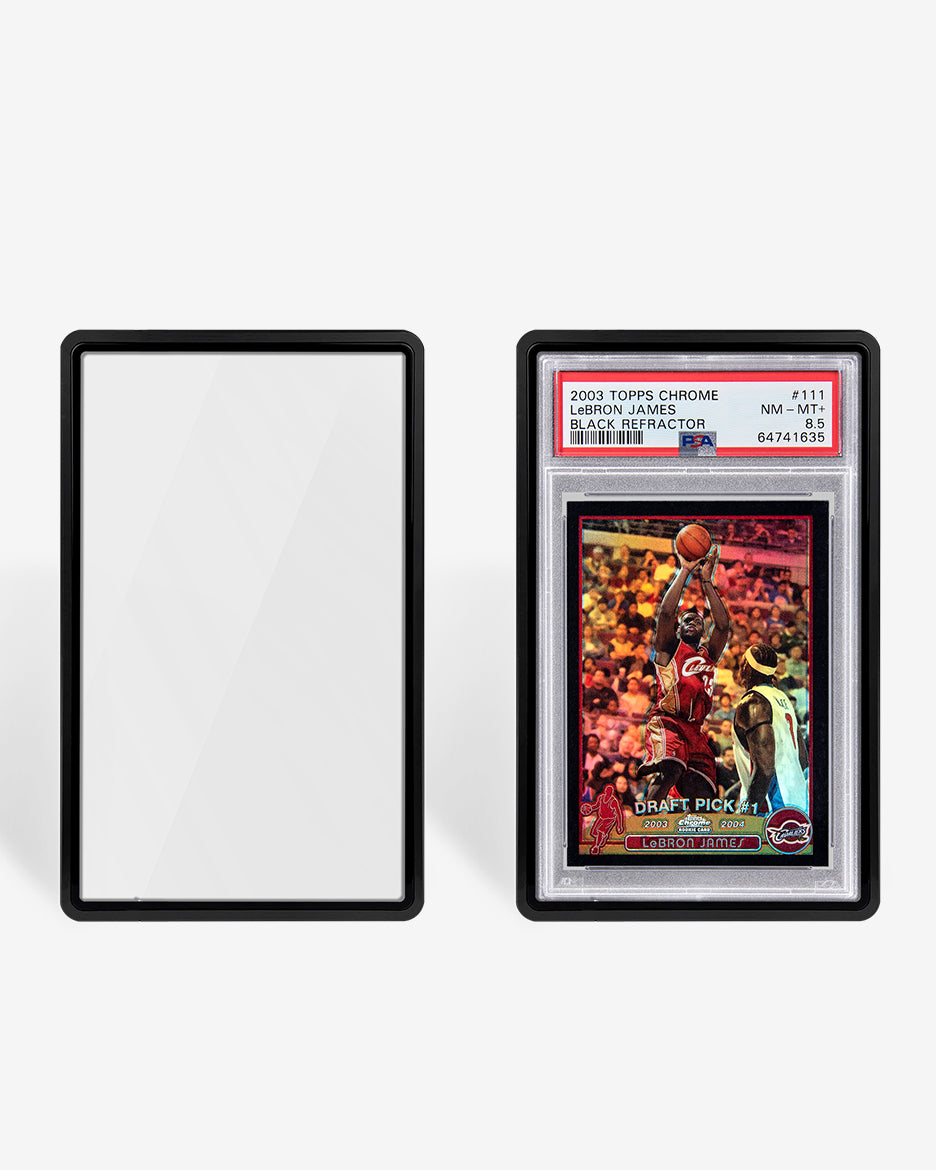 Black Card Capsule Slabmate beside a PSA-graded basketball card sealed in a matching holder