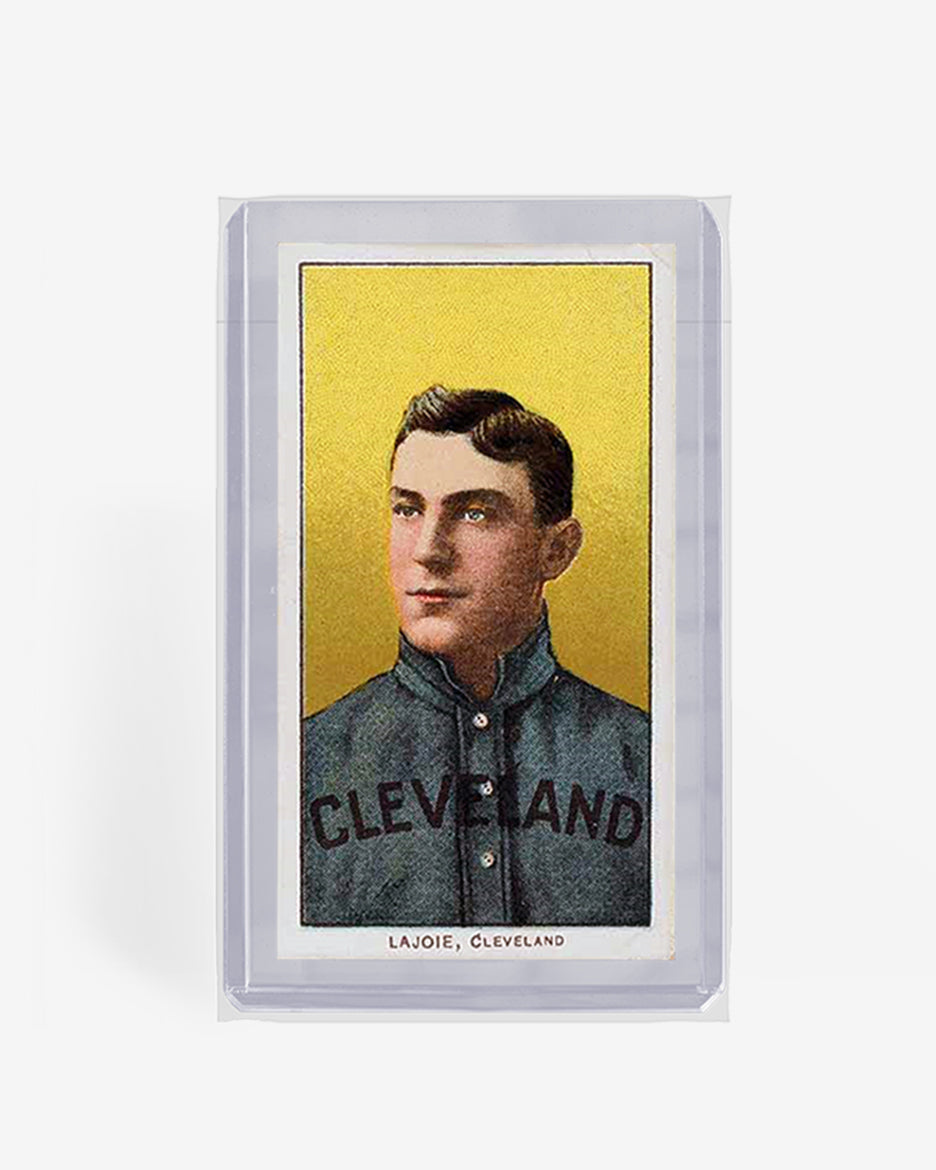 Vintage T206 card in a tobacco size toploader, sealed inside a clear Card Capsule sleeve